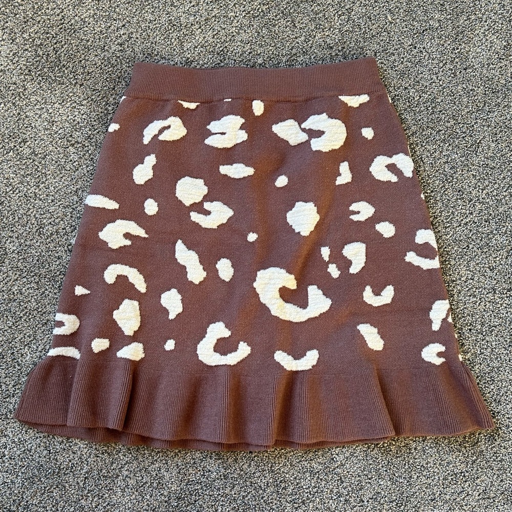 Promesa Brown and Cream Patterned Skirt